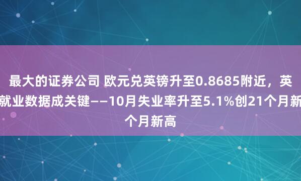 最大的证券公司 欧元兑英镑升至0.8685附近，英国就业数据成关键——10月失业率升至5.1%创21个月新高